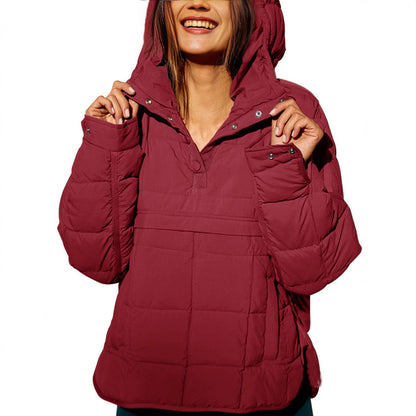 Women's Hooded Quilted Pullover Jacket