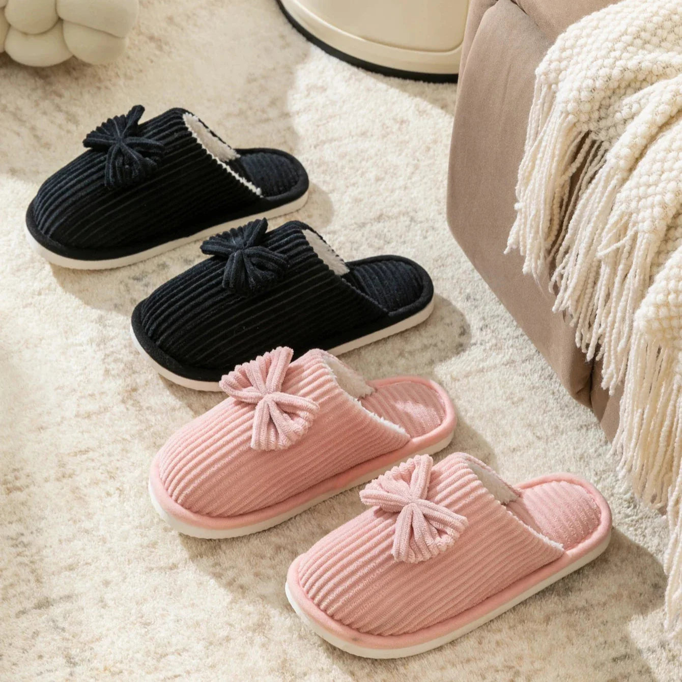 Bow Warm Slippers