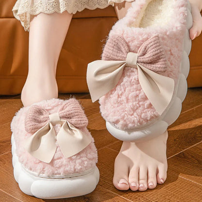 Cloud Bow Fur Slippers