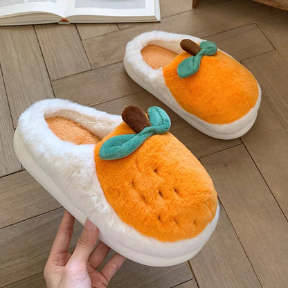 Orange Fluffy Fur Slippers