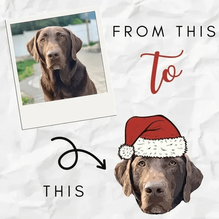 Custom Embroidered Pet Portrait Christmas Sweatshirt Gift for Pet Lovers