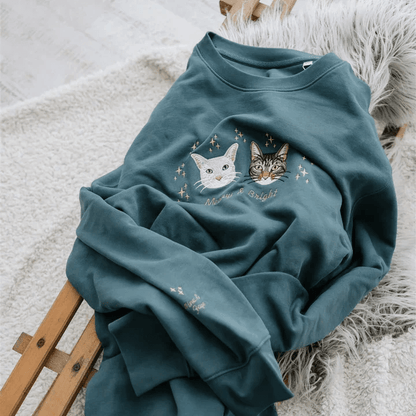 Embroidered Pet Portrait Christmas Sweatshirt Hoodie with Pet Face Gift for Pet Lovers