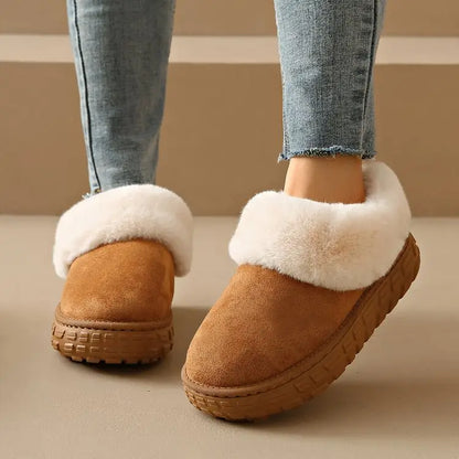 Fur Lined Suede Slippers