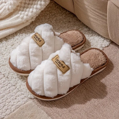 Cozy Plaid Colorblock Slippers