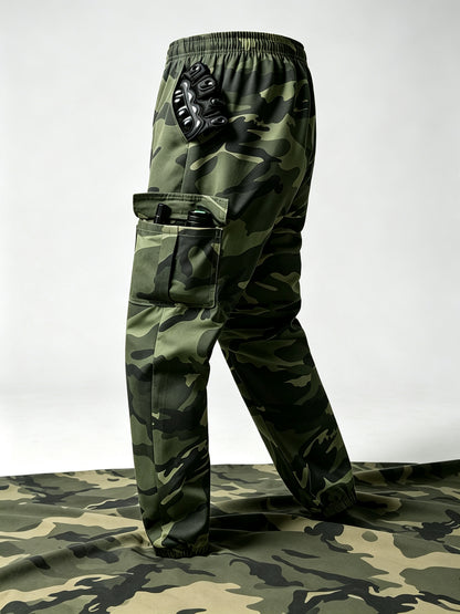 Men's Lightweight Camo Cargo Pants — Drawstring Tapered Hiking & Work Joggers