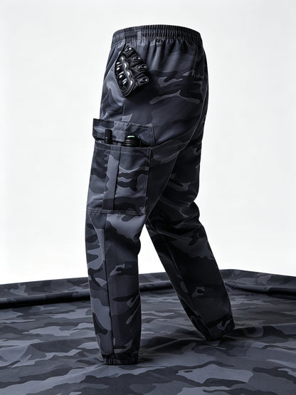 Men's Lightweight Camo Cargo Pants — Drawstring Tapered Hiking & Work Joggers