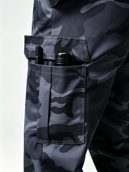 Men's Lightweight Camo Cargo Pants — Drawstring Tapered Hiking & Work Joggers