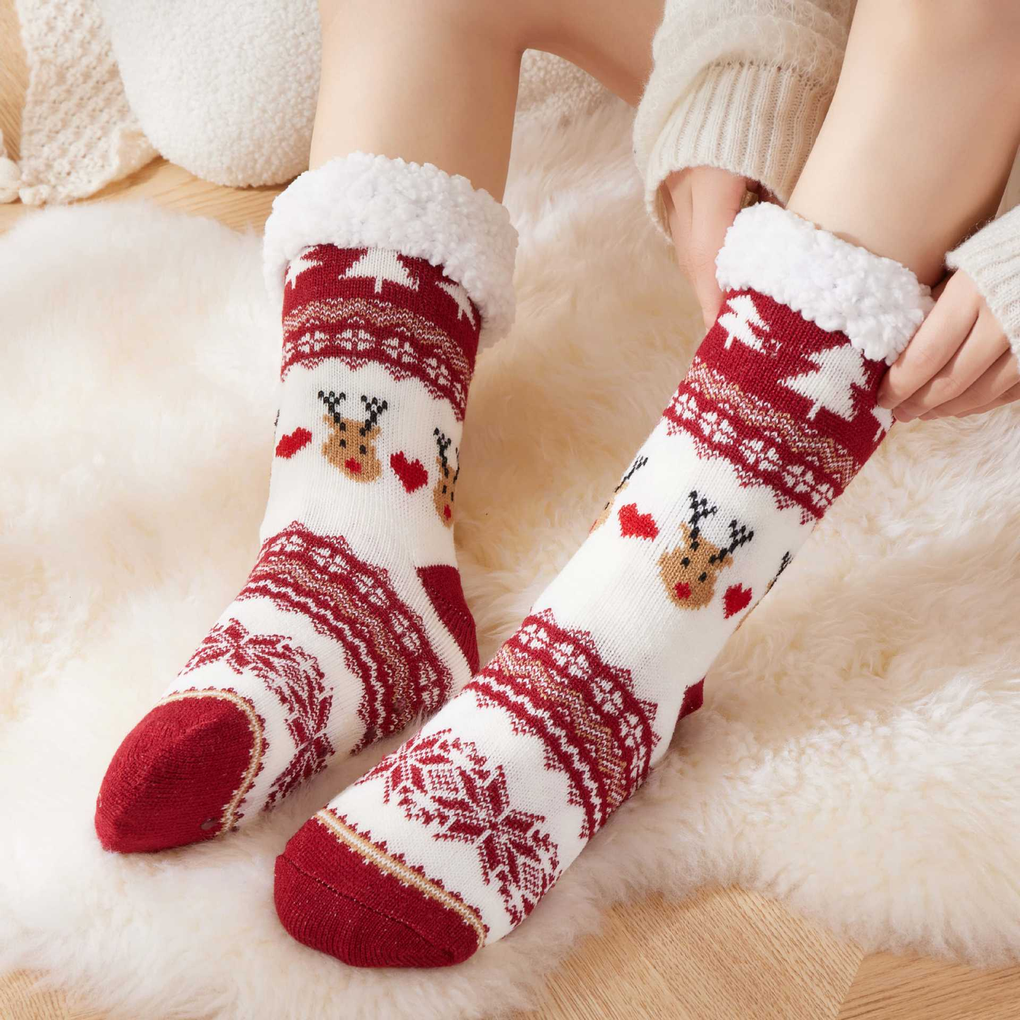 Cute Animal Ultra-thick Cashmere Slipper Home Socks