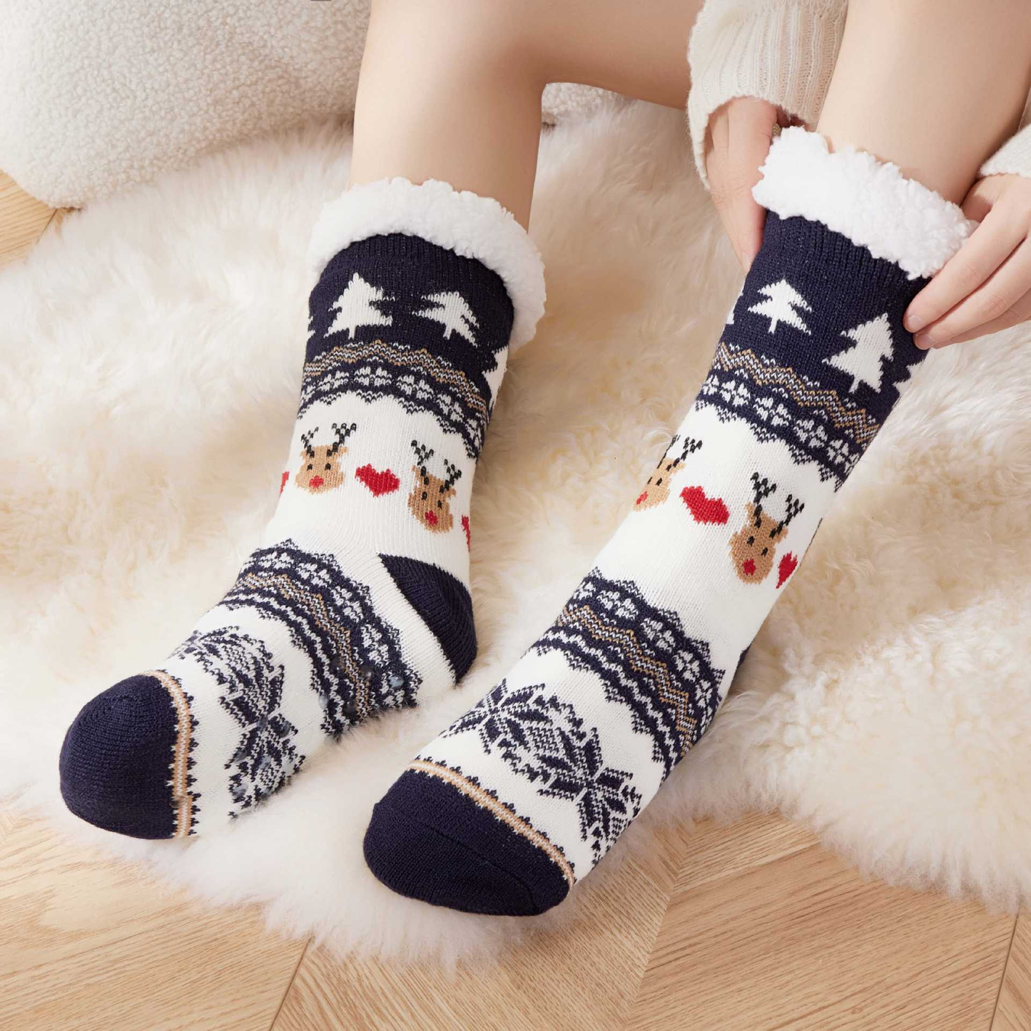 Cute Animal Ultra-thick Cashmere Slipper Home Socks