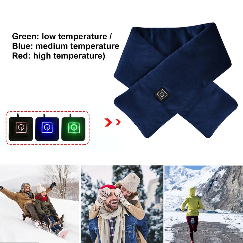USB Heated Scarf – Adjustable 3-Gear Temperature Neck Warmer for Men & Women