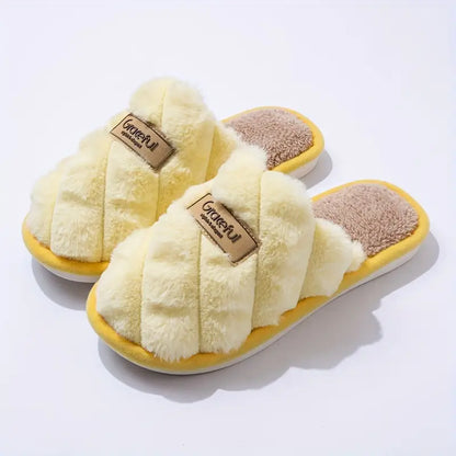 Cozy Plaid Colorblock Slippers