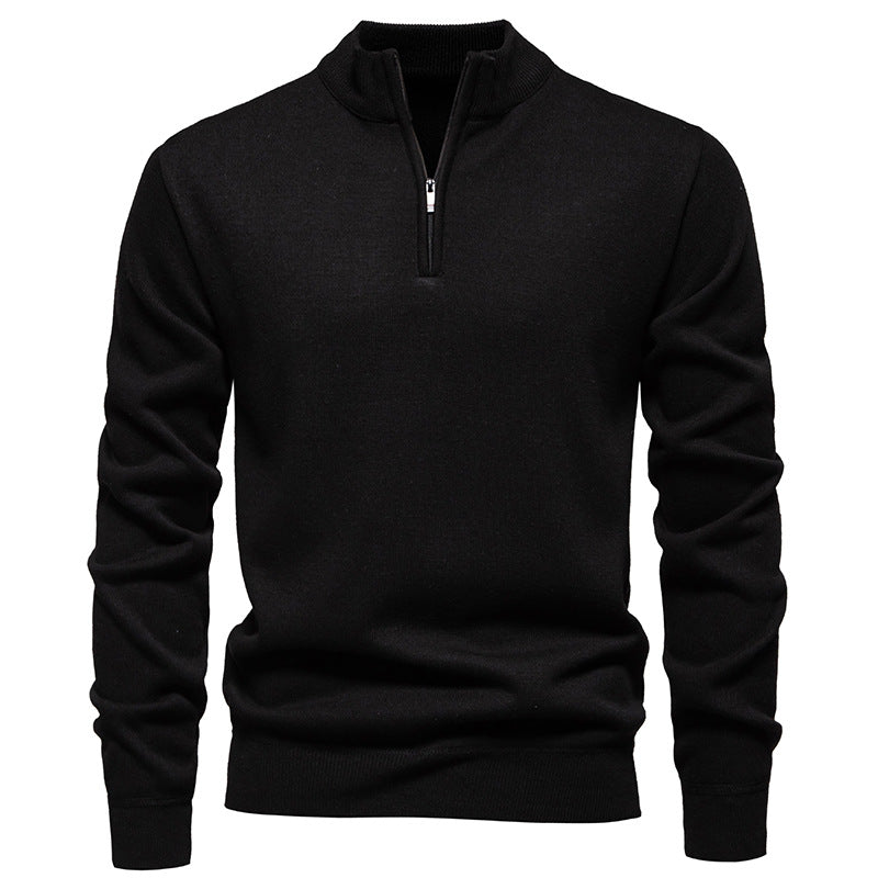 Men's Fleece-Lined Half-Zip Knit Sweater — Winter Warm Pullover