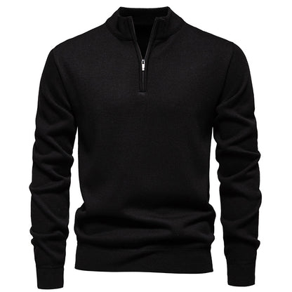 Men's Fleece-Lined Half-Zip Knit Sweater — Winter Warm Pullover