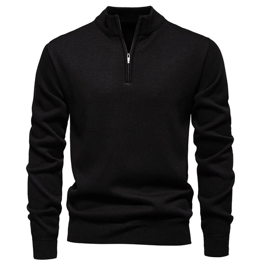 Men's Fleece-Lined Half-Zip Knit Sweater — Winter Warm Pullover