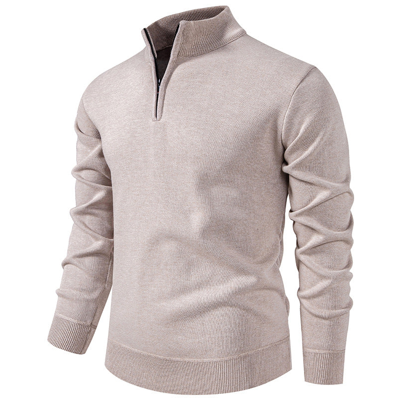 Men's Fleece-Lined Half-Zip Knit Sweater — Winter Warm Pullover