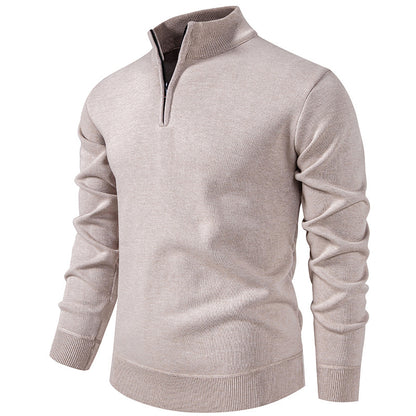 Men's Fleece-Lined Half-Zip Knit Sweater — Winter Warm Pullover