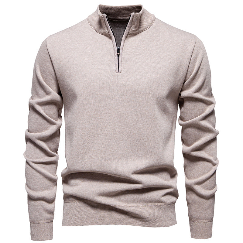 Men's Fleece-Lined Half-Zip Knit Sweater — Winter Warm Pullover
