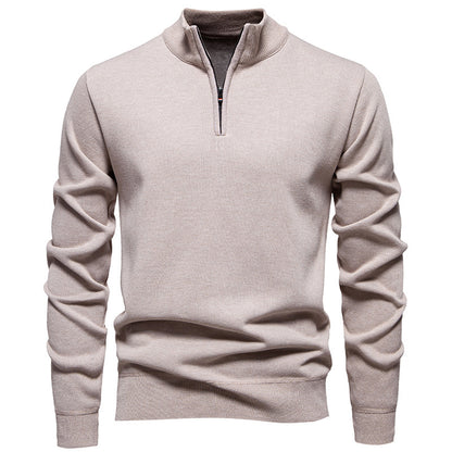 Men's Fleece-Lined Half-Zip Knit Sweater — Winter Warm Pullover