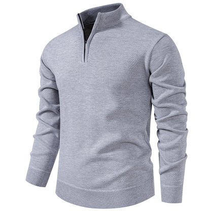 Men's Fleece-Lined Half-Zip Knit Sweater — Winter Warm Pullover