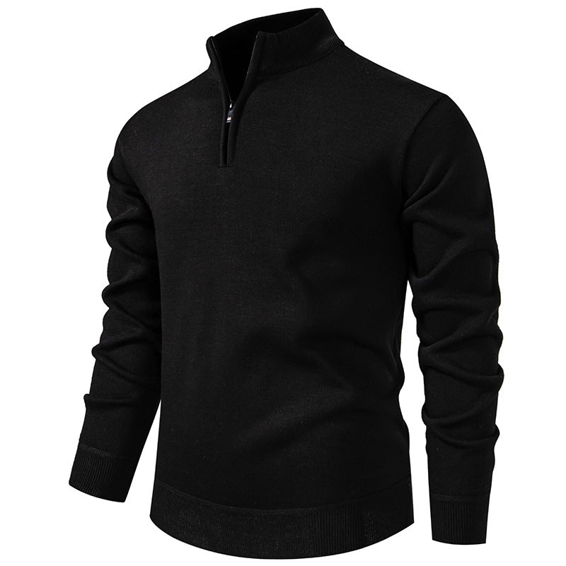 Men's Fleece-Lined Half-Zip Knit Sweater — Winter Warm Pullover