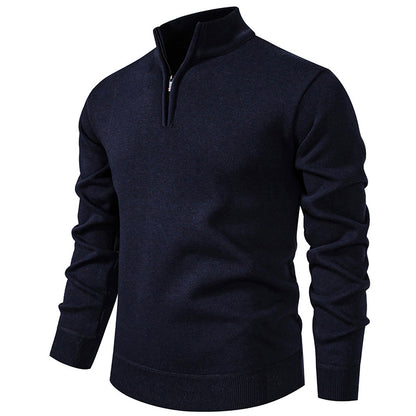 Men's Fleece-Lined Half-Zip Knit Sweater — Winter Warm Pullover