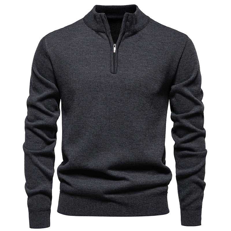Men's Fleece-Lined Half-Zip Knit Sweater — Winter Warm Pullover