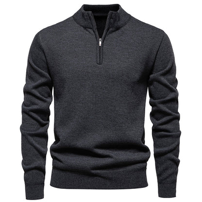 Men's Fleece-Lined Half-Zip Knit Sweater — Winter Warm Pullover