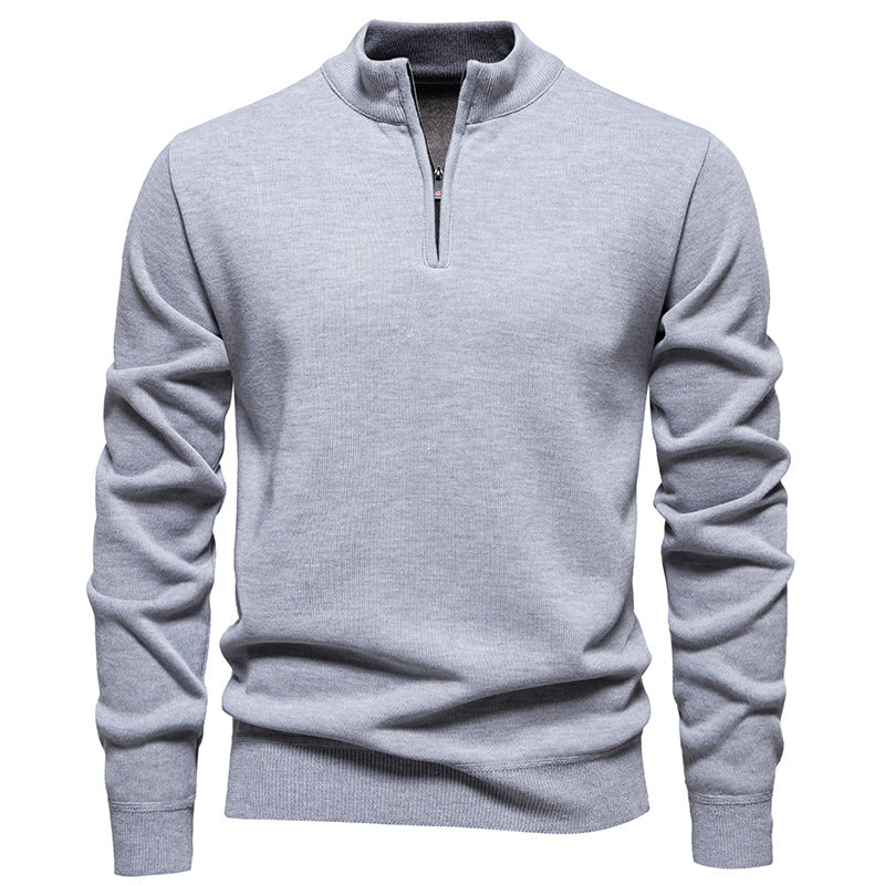 Men's Fleece-Lined Half-Zip Knit Sweater — Winter Warm Pullover