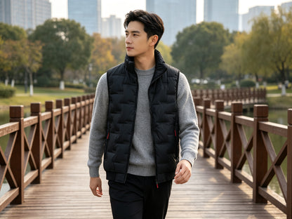 Men's Quilted Puffer Vest — Sleeveless Hooded Or Stand-Collar Winter Gilet