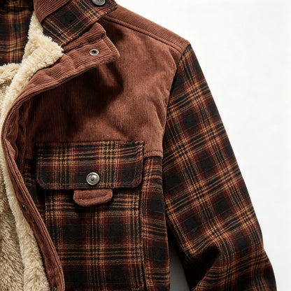 Men's Sherpa-Lined Plaid Shirt Jacket — Warm Fleece Button-Up Overshirt