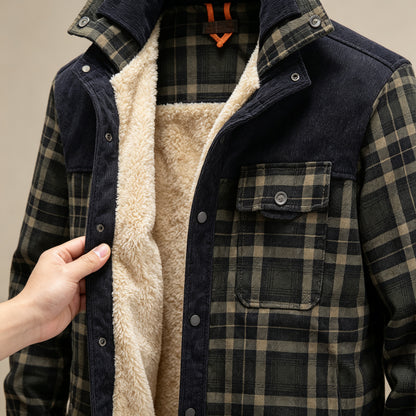 Men's Sherpa-Lined Plaid Shirt Jacket — Warm Fleece Button-Up Overshirt