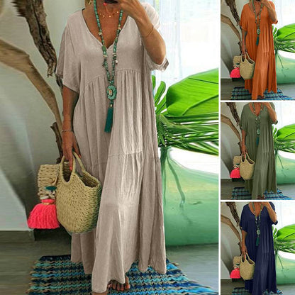📢📢50% OFF !! ⏰Women’s Casual Long Dress with Short Sleeves