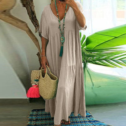 📢📢50% OFF !! ⏰Women’s Casual Long Dress with Short Sleeves