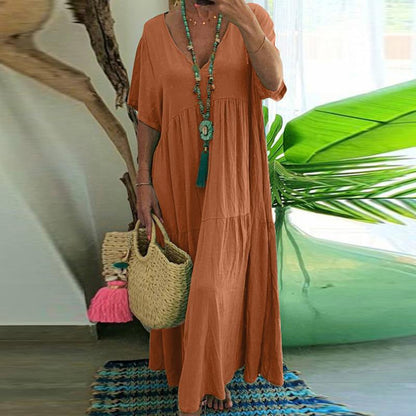 📢📢50% OFF !! ⏰Women’s Casual Long Dress with Short Sleeves