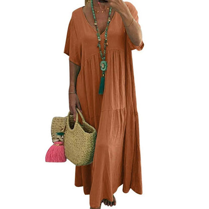 📢📢50% OFF !! ⏰Women’s Casual Long Dress with Short Sleeves