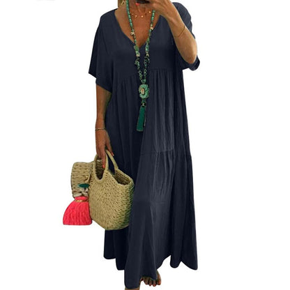 📢📢50% OFF !! ⏰Women’s Casual Long Dress with Short Sleeves