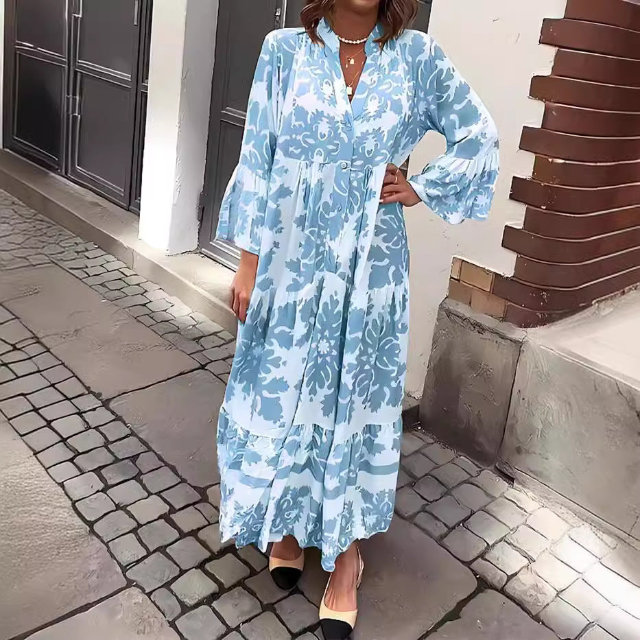 🎁💖Mother's Day Hot Sale 50% OFF🌸 Bohemian printed V-Neck maxi dress