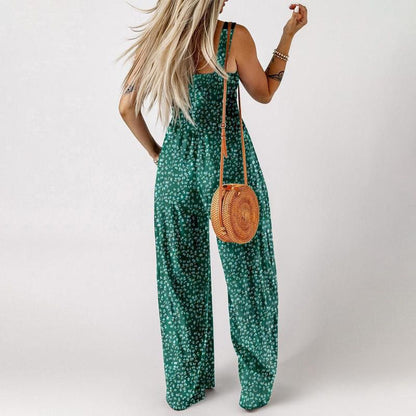 Women’s Floral Sleeveless Jumpsuit – Smocked Bust & Wide-Leg Summer Chic 👒🏖️
