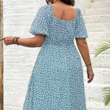 💎 FLASH SALE -50% on Plus Size Floral Maxi Dress! 💎 Bold Side Split, Soft Fabric & Effortless Boho Style for Curves✨