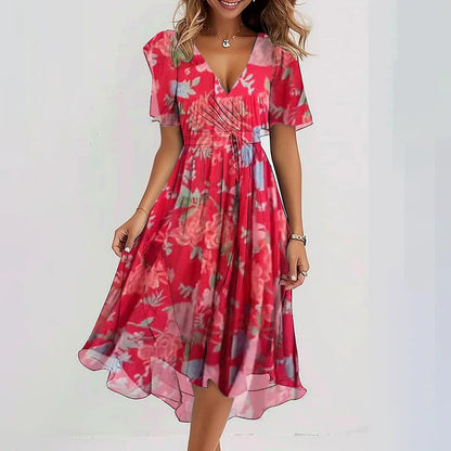 👗Special Blue Short Sleeve Midi Dress