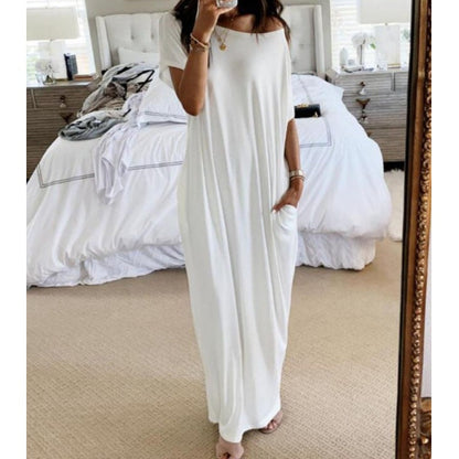 Women's Breathable V-Neck Dress – Pockets, Wrinkle-Free & Flattering Fit