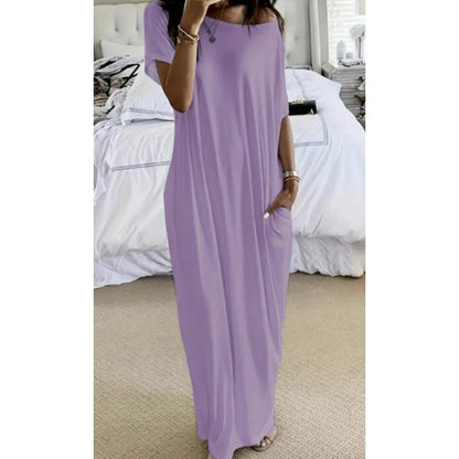Women's Breathable V-Neck Dress – Pockets, Wrinkle-Free & Flattering Fit