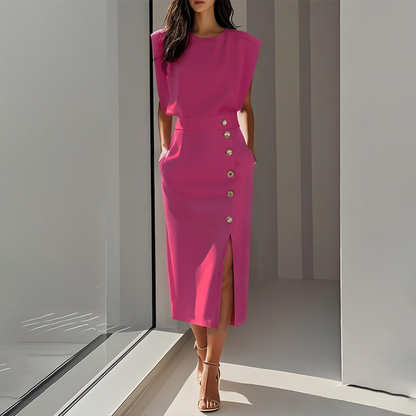 Slit Midi Skirt | Draped Fabric with a Slight Waist Tuck