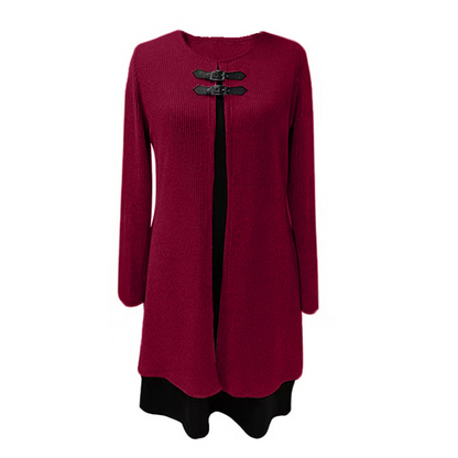 💃🌸Women's Faux Two-Piece A-Line Knee-Length Dress