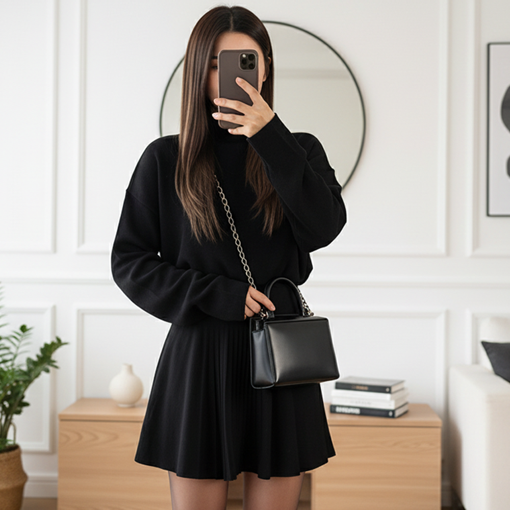 Chic Cinched-Waist A-Line Mini Dress
