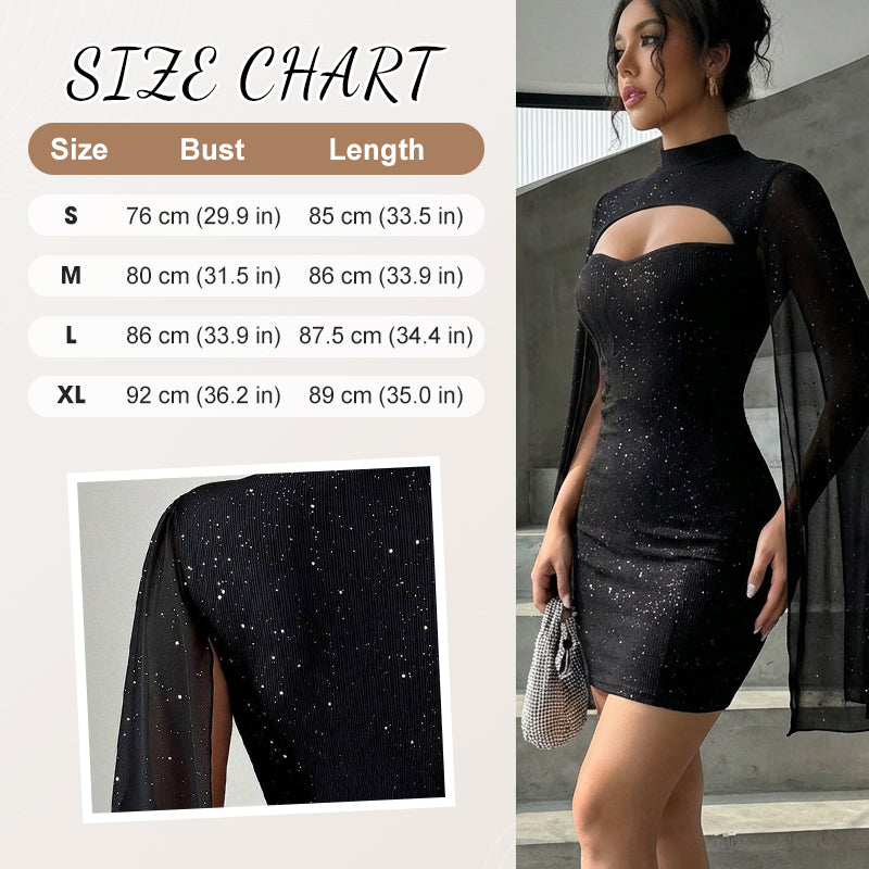 🎁2026 New Arrivals 50% OFF💥Women's Cutout Ribbed Dress with Chiffon Cape
