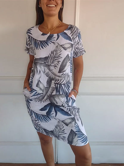 🌸✨ Women's Short Sleeve Printed Dress – Lightweight, Comfortable & Super Flattering