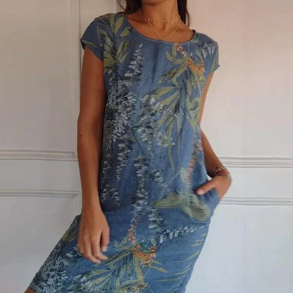 🌸✨ Women's Short Sleeve Printed Dress – Lightweight, Comfortable & Super Flattering