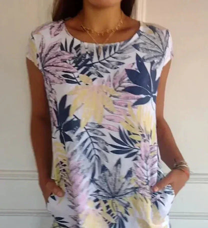 🌸✨ Women's Short Sleeve Printed Dress – Lightweight, Comfortable & Super Flattering