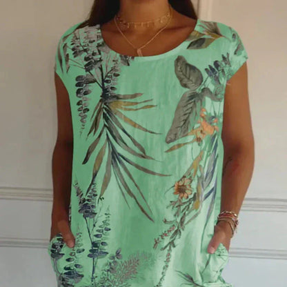 🌸✨ Women's Short Sleeve Printed Dress – Lightweight, Comfortable & Super Flattering